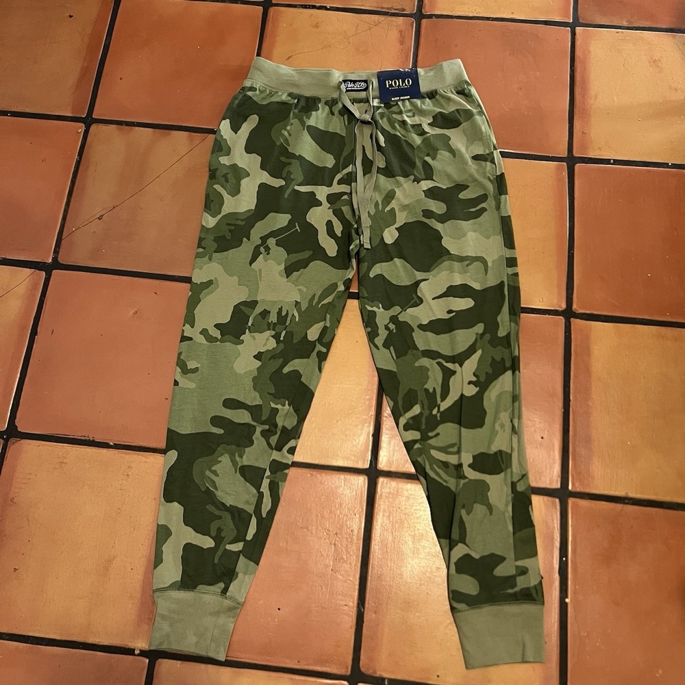 NWT‎ Polo Ralph Lauren Sleepwear Camo Jogger Pants Pajamas Size Medium Logo